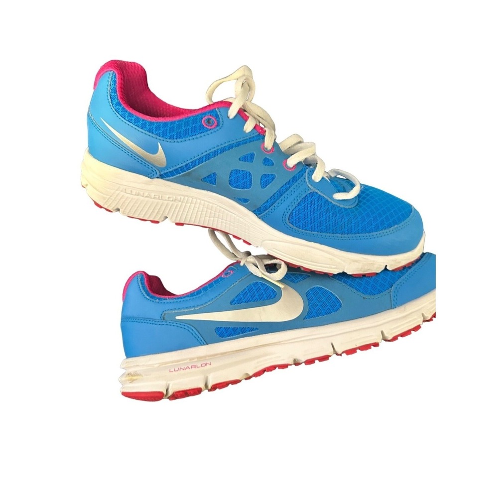 Nike LunarForever Running Shoes Blue Pink Lunarlon Sneakers Athletic Low Top